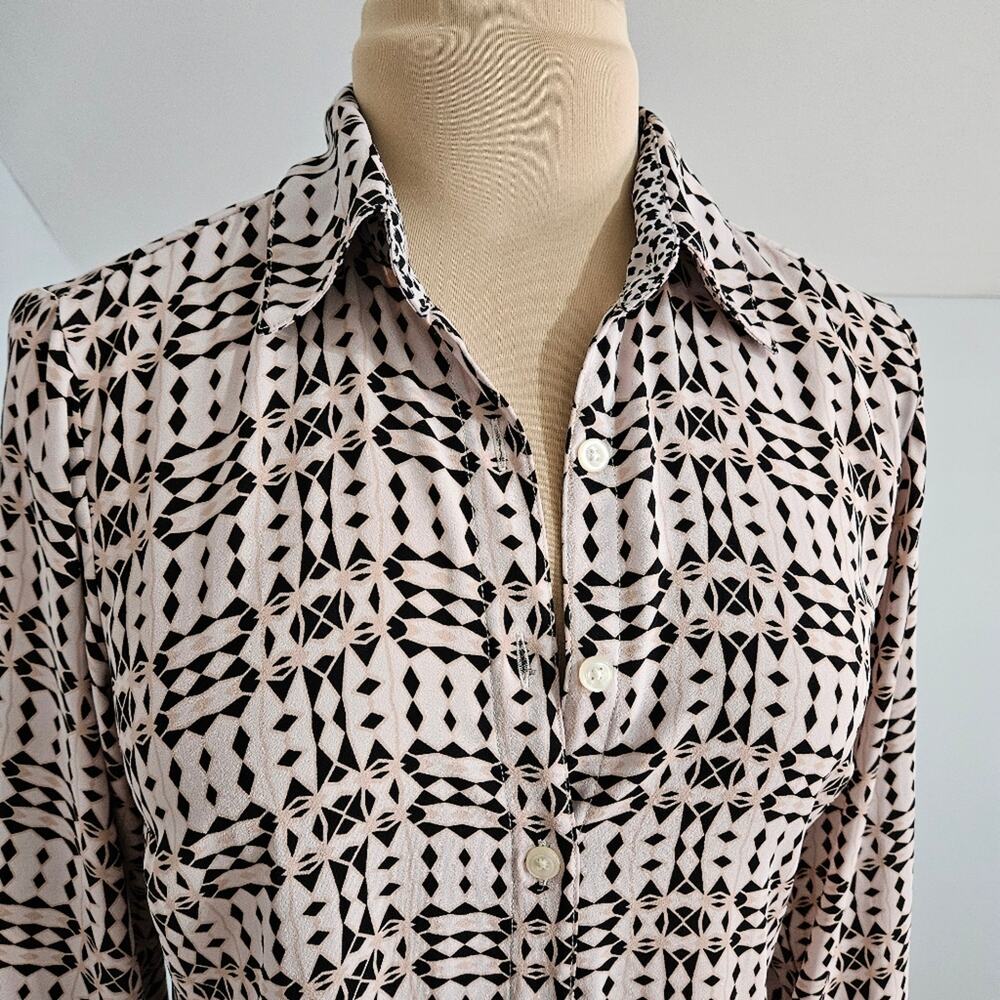 Cabi Shirt Dress Womens Medium Button Front Midi Lightweight Corpcore Career Geo - Picture 6 of 13